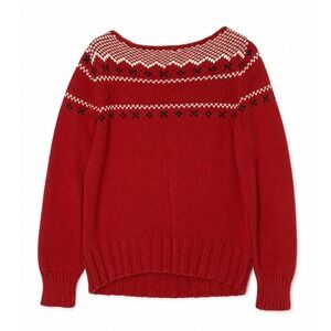 Polo Ralph Lauren Flag Sweater Red Fair Isle Knit USA Americana Preppy Women